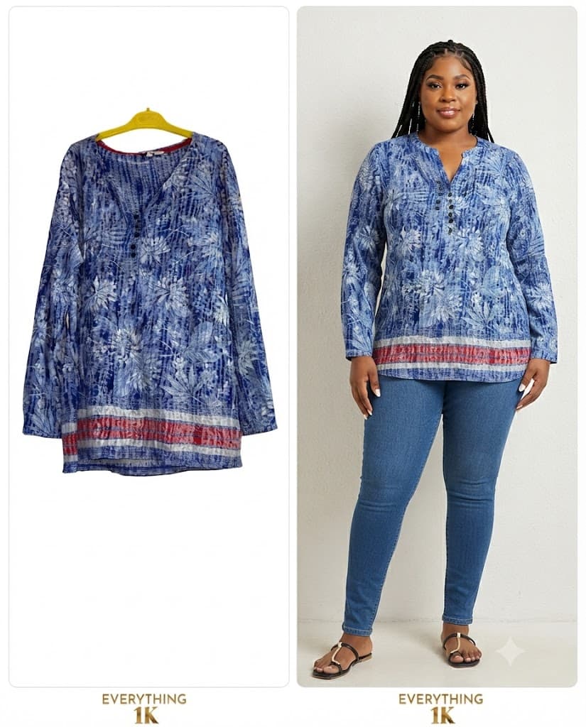 Ladies Blue Paisley Print Top