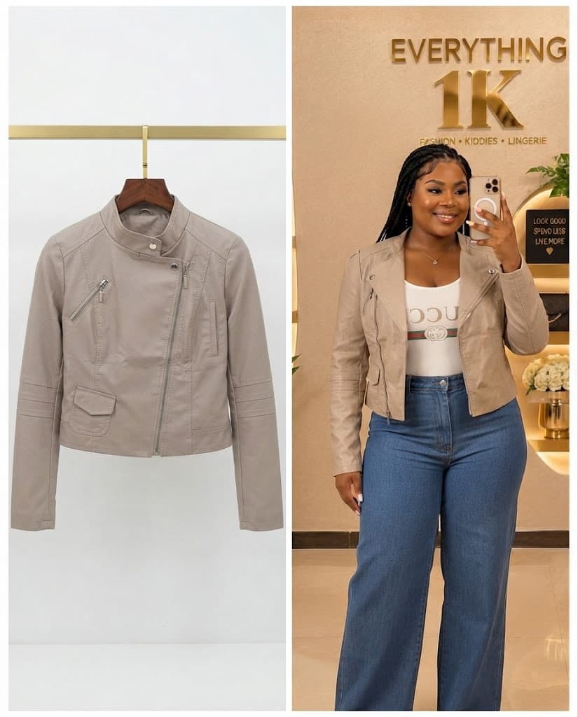 Chic Faux-Leather Biker Jacket