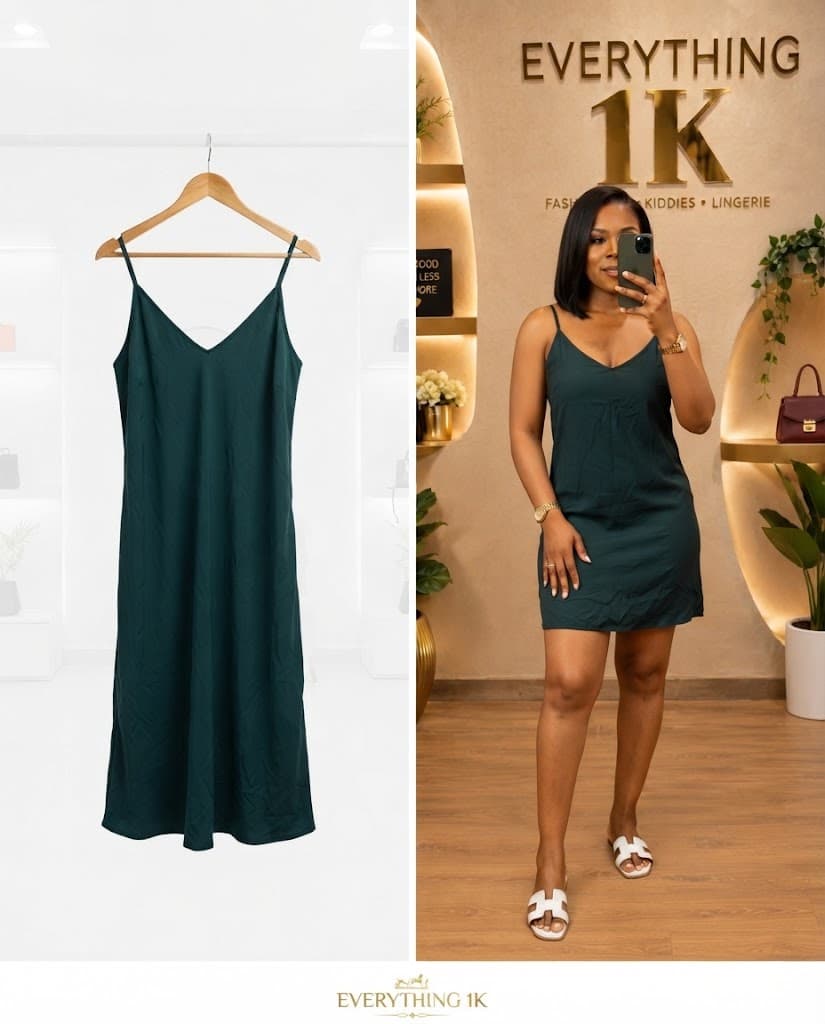 Dark Green Mini Slip Dress