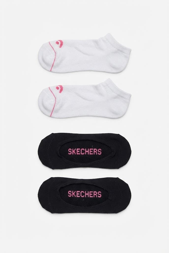 Skechers White and Black Logo Low-Cut Socks (2-Pack)