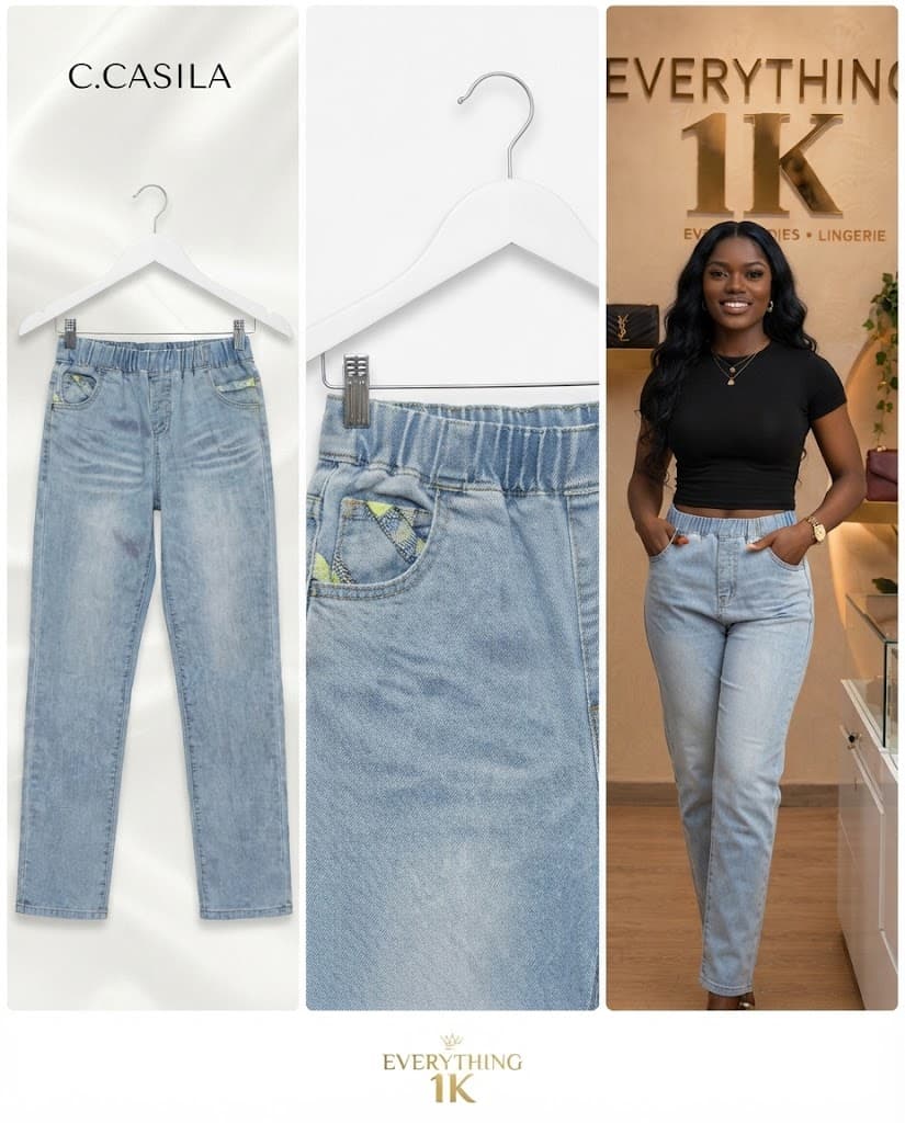 Patterned Elastic Waist Jeans 28/30