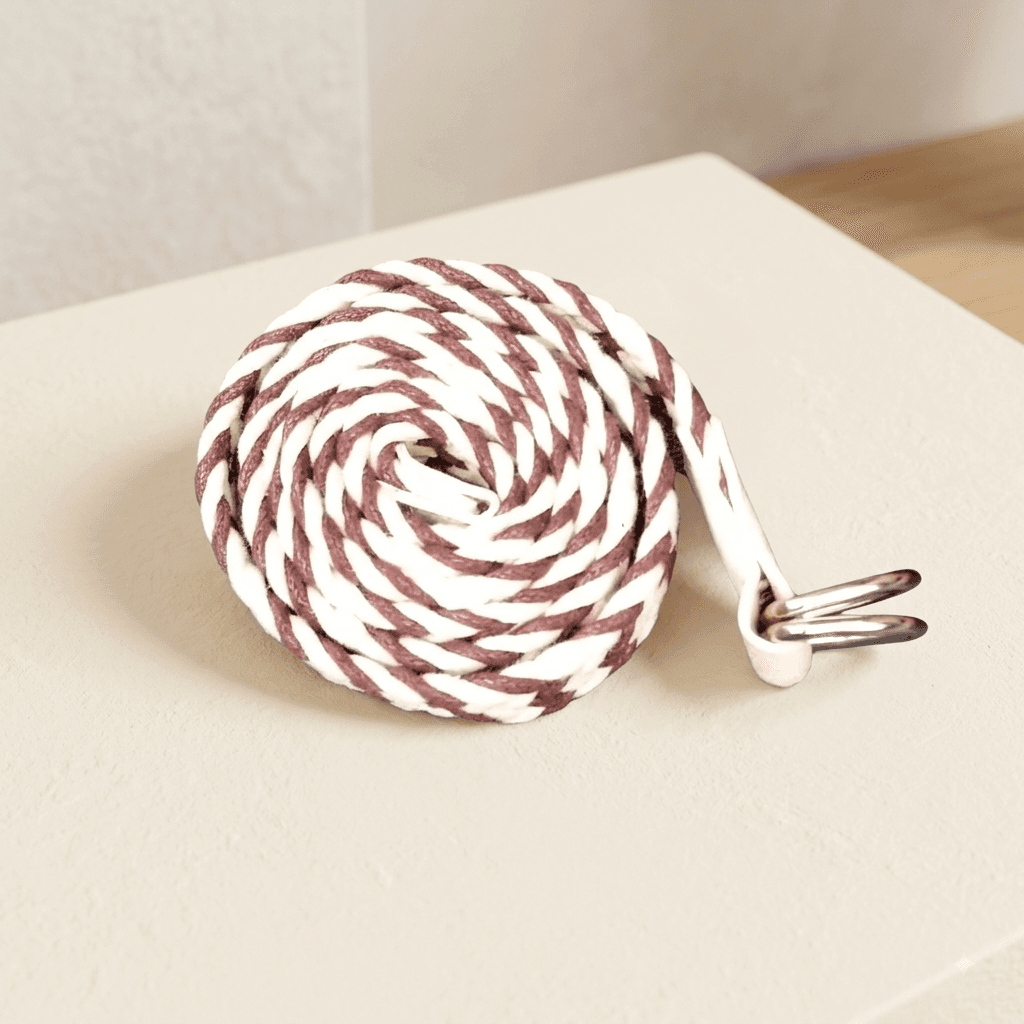 Woven Rope D-Ring Belt (Brown & White)