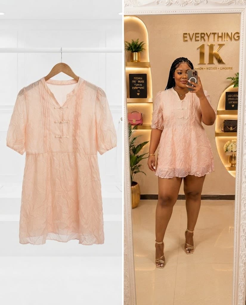 Pastel Pink Chiffon Party Dress with Knot Accent