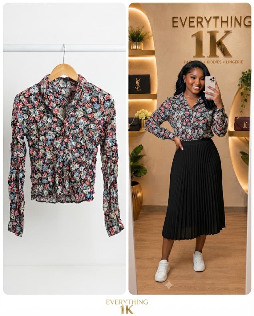 Casual Multi-Color Floral Collared Blouse