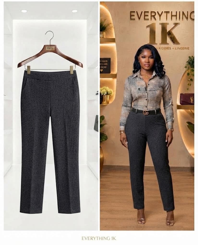 Charcoal Grey Pinstripe Trousers (Regular Length, waist 28/29)