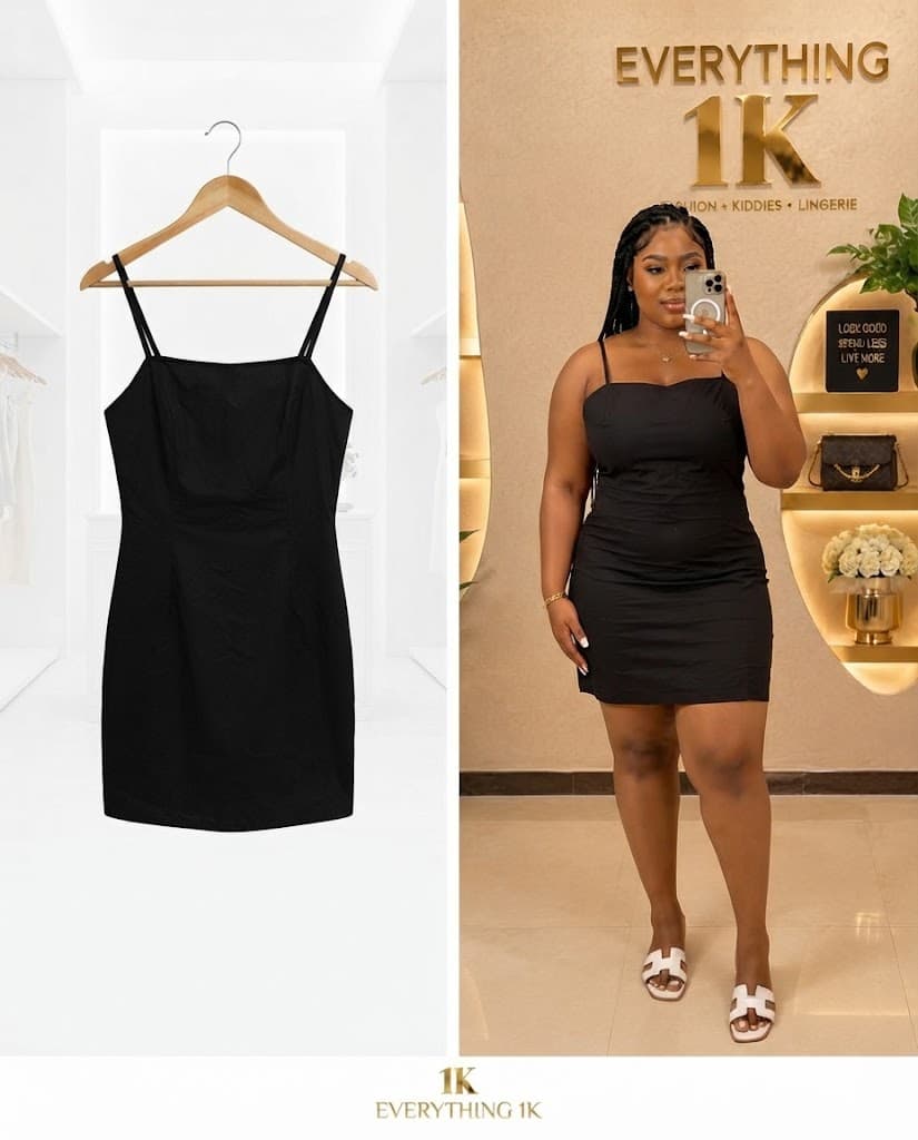 Black Square Neck Mini split Dress Dress